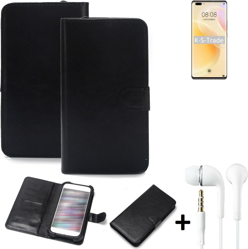 K-S-Trade Wallet Case Handyhülle kompatibel mit Huawei nova 8 Pro 4G Schutzhülle Flip cover Flipstyle Tasche Hülle Flipcover Slim Bumper schwarz +