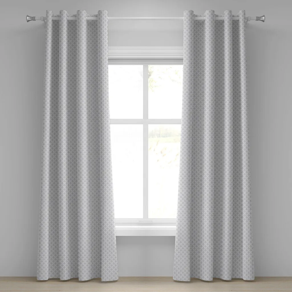 Paire de rideaux décoratifs vagues océaniques gris et blanc 280x175cm