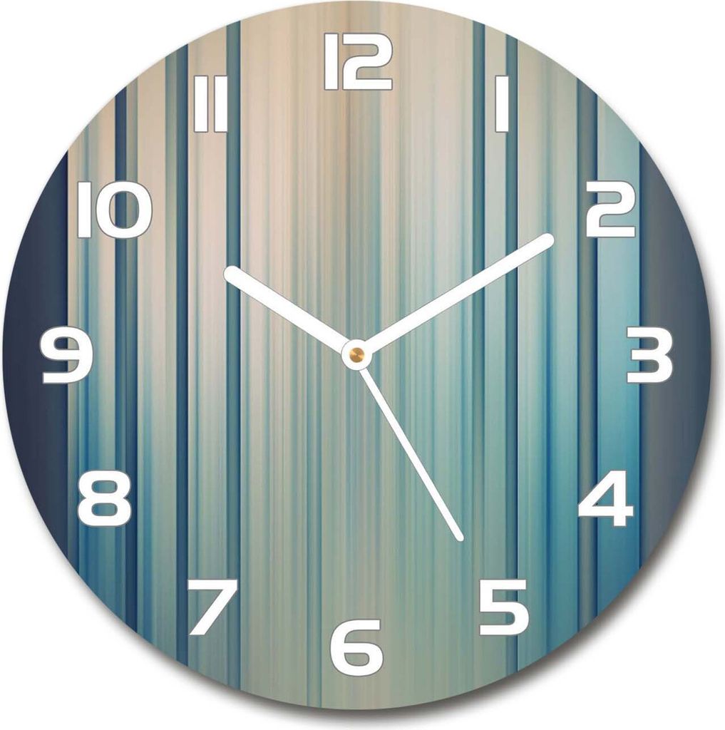 Wanduhr aus Glas 30fi Glasbild Glasuhr Gehärtetes Glas - weisse-zeiger - Blue stripes