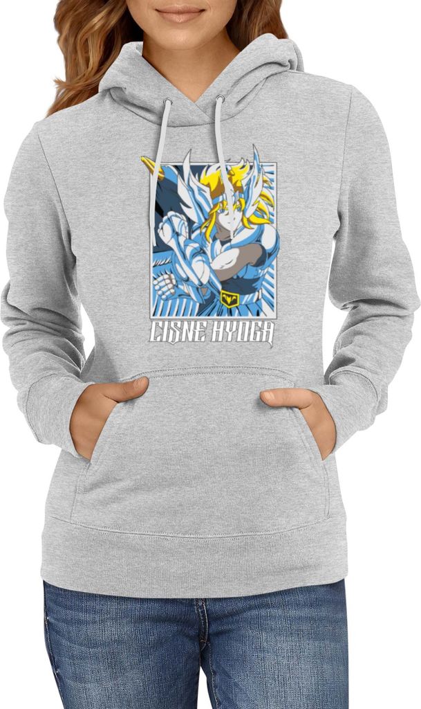 Damen Kapuzenpullover Japan Anime Manga Saint Anime Seiya Cisne Hyuga Cisne Hyuga, Lady XS / Grau