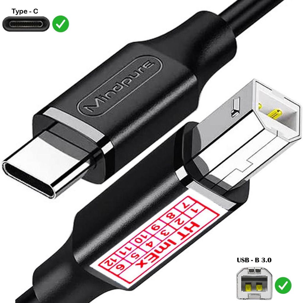 USB-C to USB B 2.0 Scanner Druckerkabel HP Photosmart 7600w, C4793, C4190, C7275