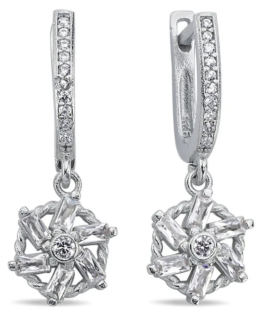 Dormeuses en argent rhodié pour femme, pendantes moulin et oxydes