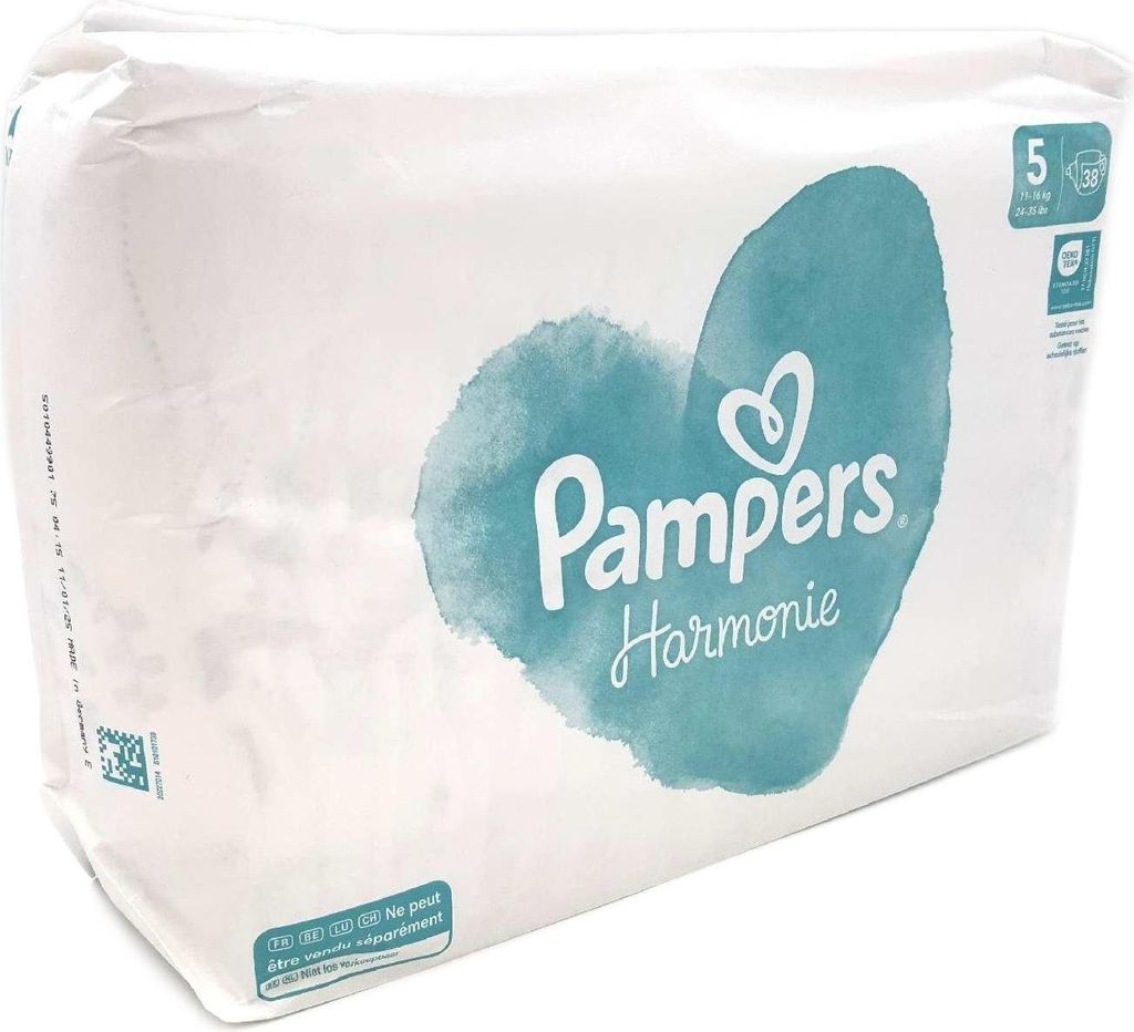 A package of Pampers Harmonie diapers.