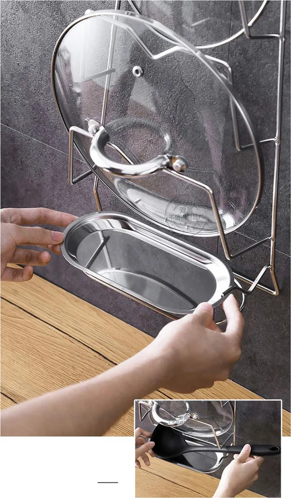 Support de couvercle à 3 niveaux en acier inoxydable avec design compact - 5