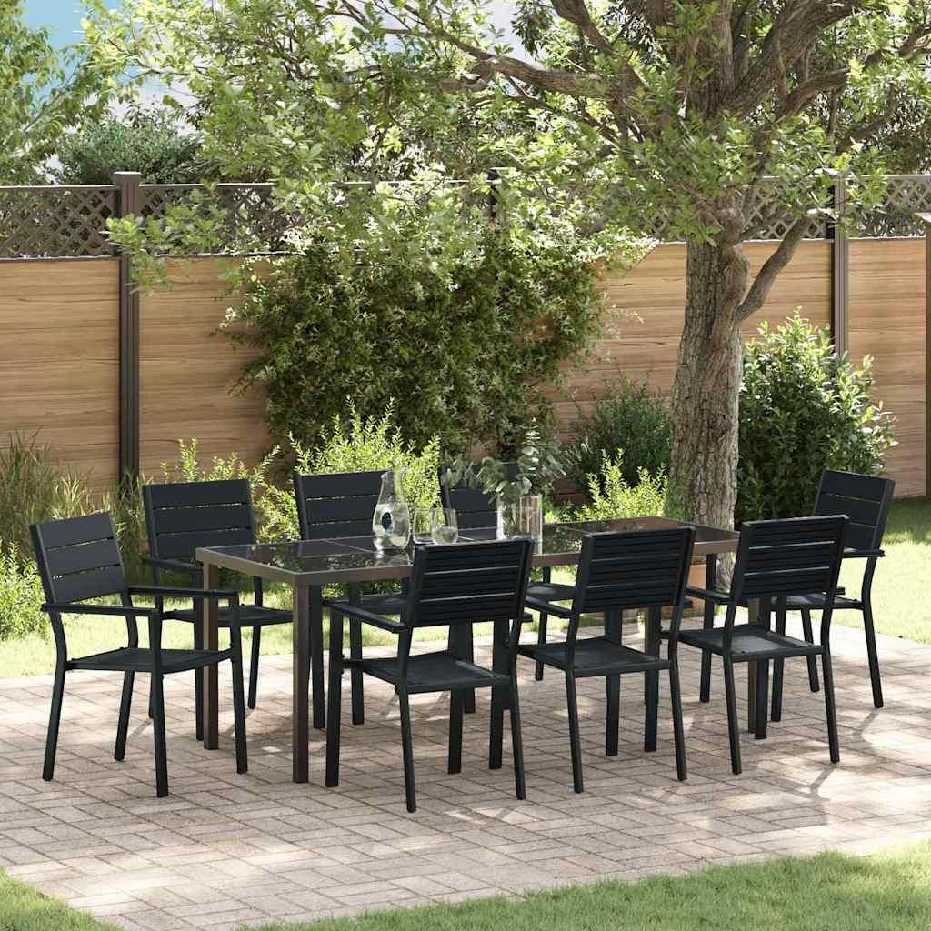 Maison Exclusive - Garten Essgruppe 9 pcs Schwarz Pulverbeschichteter Stahl