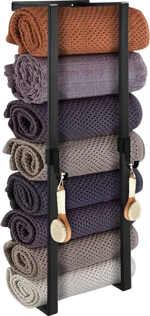 Porte-serviettes mural à 3 barres en métal noir - Modèle Slim T3 Noir