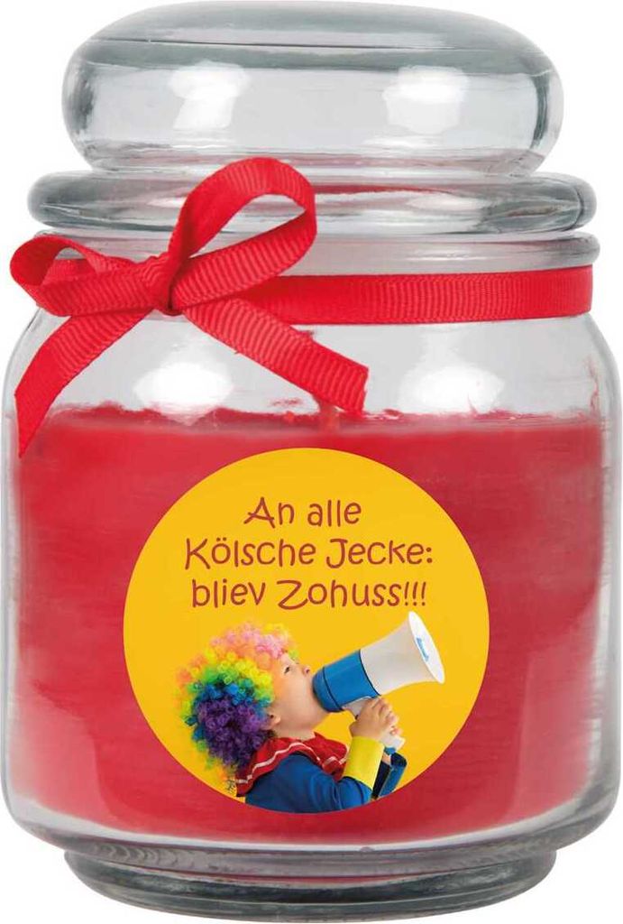 Karneval Duftkerze im Bonbonglas - viele Motive zur Auswahl, - Brenndauer bis zu 110 Std