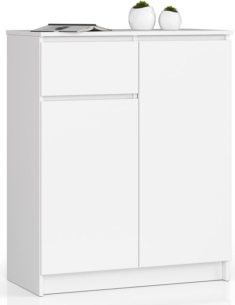 Kommode AKORD K80 Weiß 80 cm 2 Türen Schublade 4 Ebenen B80 Produktbild 