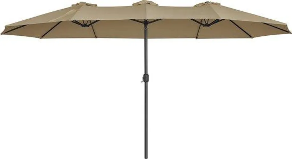 Grand Parasol Double 460 x 270 cm Taupe UPF 50+ pour Jardin et Terrasse