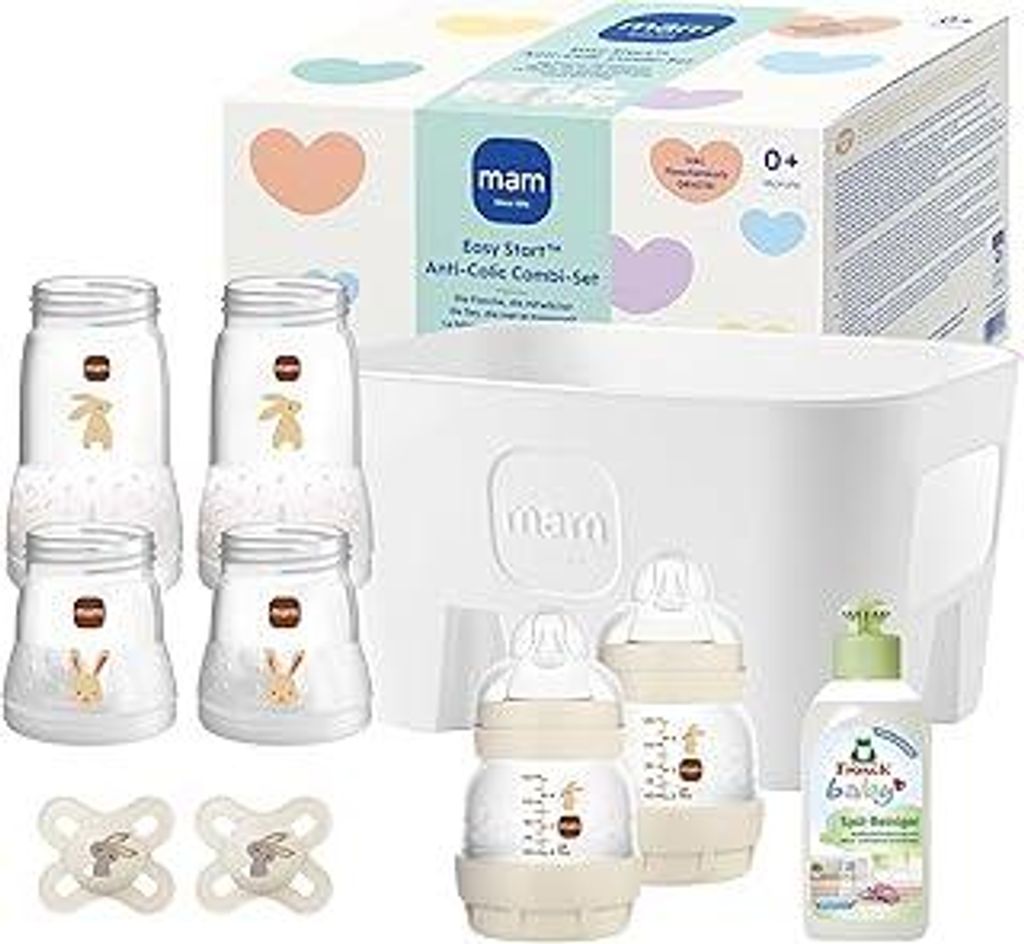 MAM Easy Start Anti-Colic Neugeborenen-Set | 0+ Mon | Baby Geschenk Set | weniger Koliken | 94% Akzeptanz | 96% Hebammen-Empfehlung | 6 Babyflasche...