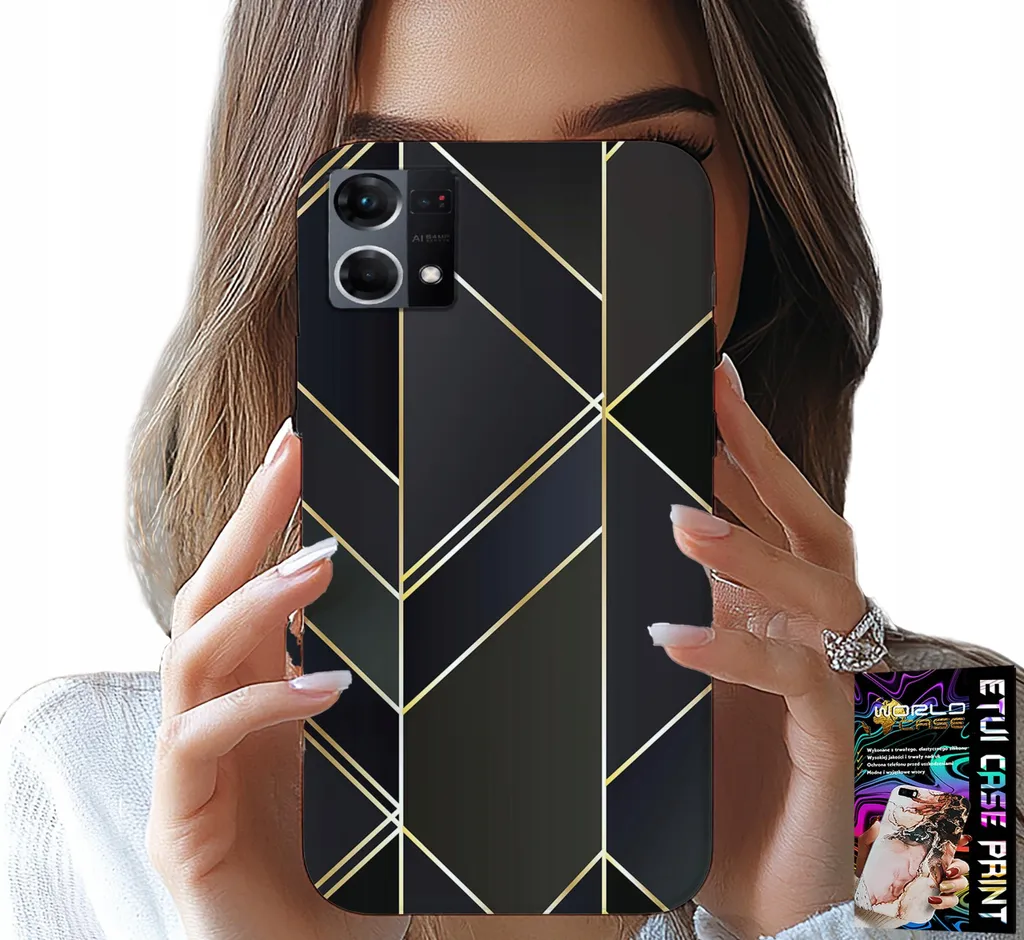 Custodia Oppo Reno7 4G Elegante | Cornici Oro e Vetro Temperato Luxury