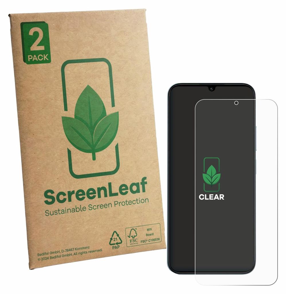 2x ScreenLeaf Schutzfolie für Redmi R70 5G nachhaltiger Displayschutz Display Schutz Folie Klar Transparent