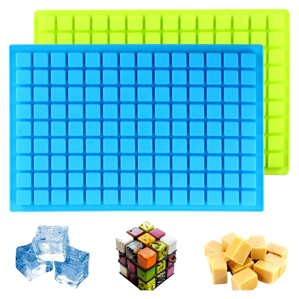 Quadratische Silikonform, 2 Stück mit 126 Fächern, Mini-Eiswürfelform, Gummibärchenform für Schokolade, Süßigkeiten, Eiswürfel und Karamell