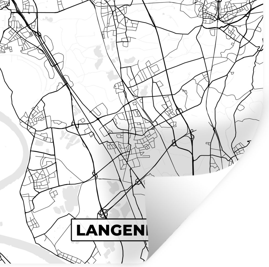 MuchoWow Wandtattoo Wandsticker Wandaufkleber Langenfeld - Karte - Stadtplan 30x30 cm Selbstklebend und Repositionierbar - Repositionierbar - Was...