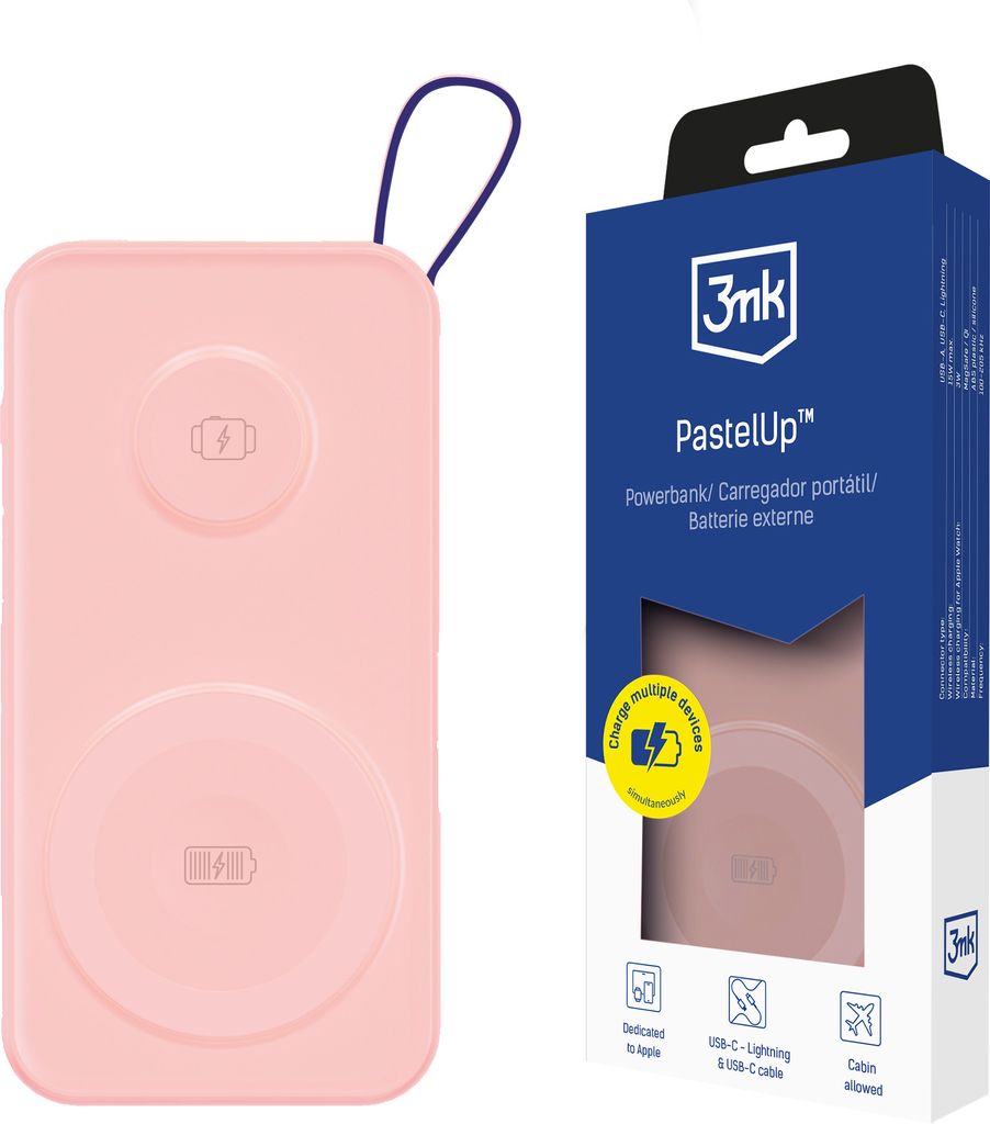 3MK PastelUp, 10000 mAh, Quick Charge, Bezdrôtové Obrázok produktu 