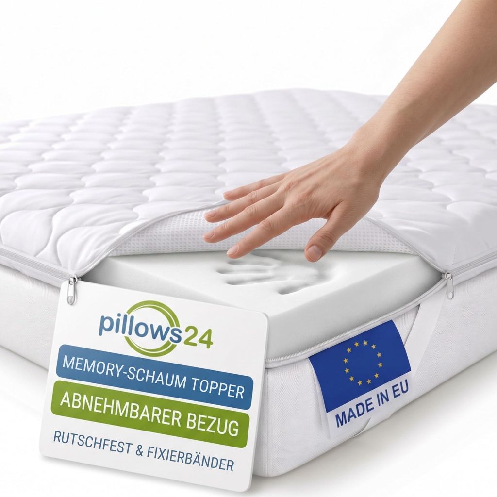 Pillows24 - Topper 140x200cm aus Memory-Schaum - 6cm hoch - Produktbild 