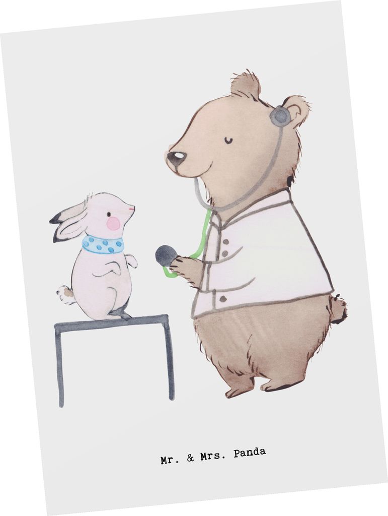 Mr. & Mrs. Panda Postkarte Tierheilpraktiker Herz - Weiß - Geschenk, Fotokarte, Ansichtskarten, Ansichtskarte, Postkarten, Grußkarte