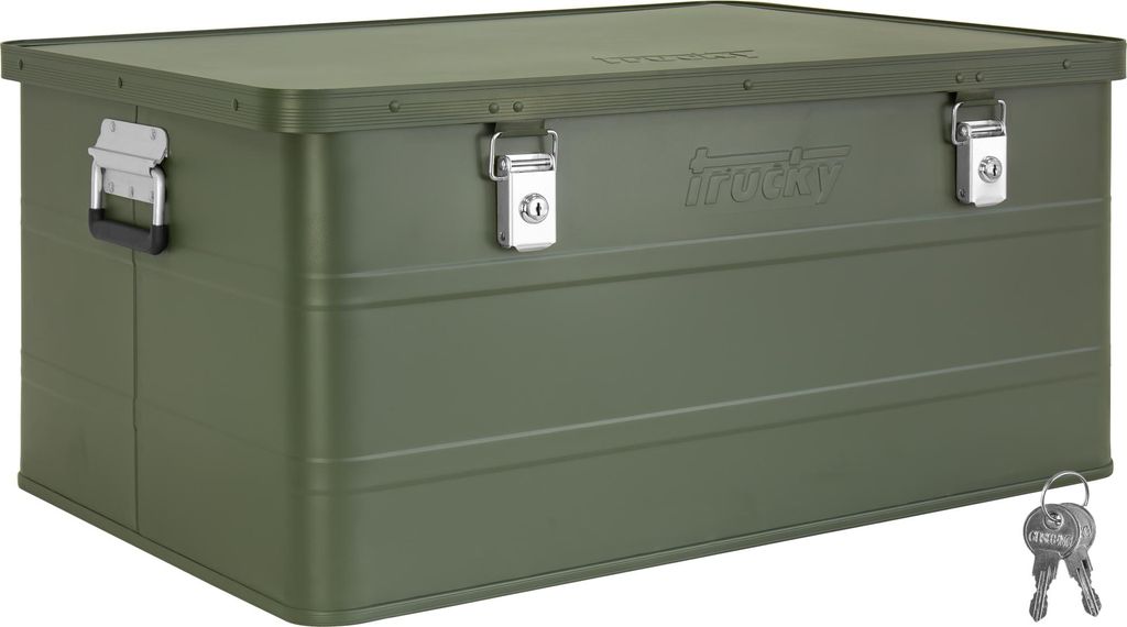 Aluminium Box mit Deckel Grün Alu Kiste Box Alukiste 135 Liter Transportbox Metallbox Alu Aufbewahrungsbox Boxen Abschliessbar Metallkiste Trucky