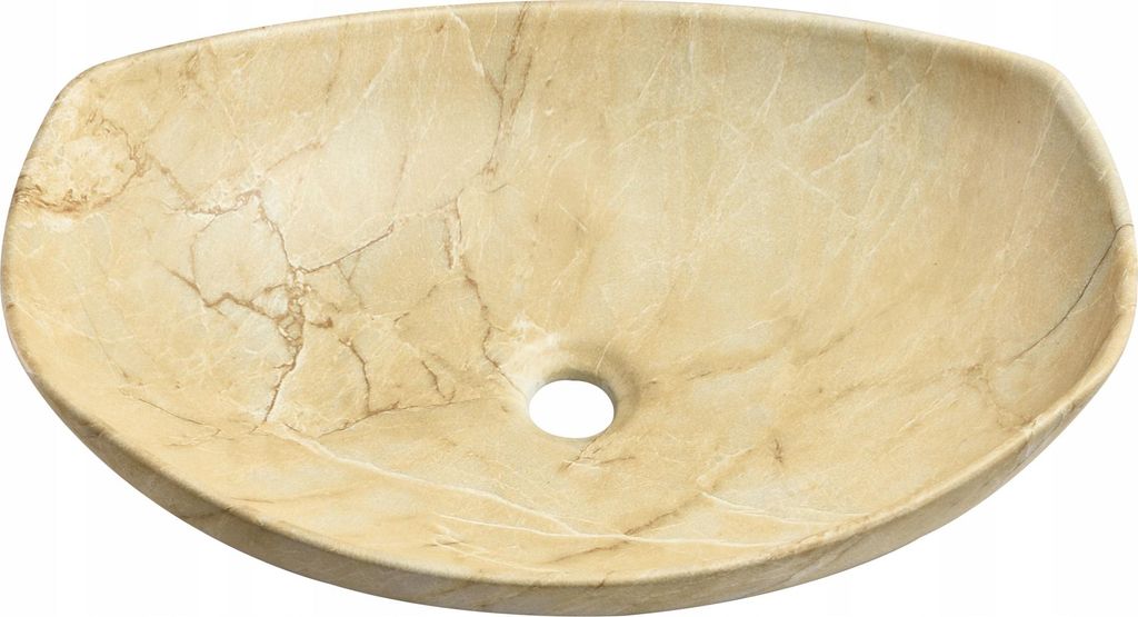 Aufsatzwaschbecken 55x40x15 Beige / Travertin / Sandstein-Optik Keramik Omeble
