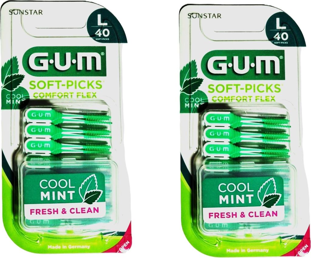 GUM SOFT-PICKS Comfort Flex mint - large 2x 40 Stück (1,3 - 1,5 mm)