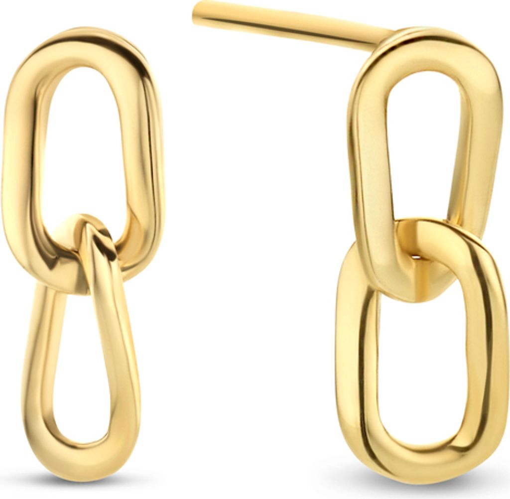 New Bling 9NBG-0347 Gold Ohrstecker - Frauen - Links - Anhänger - 10 x 3,8 mm - Pouchette - 14 Karat - Gold