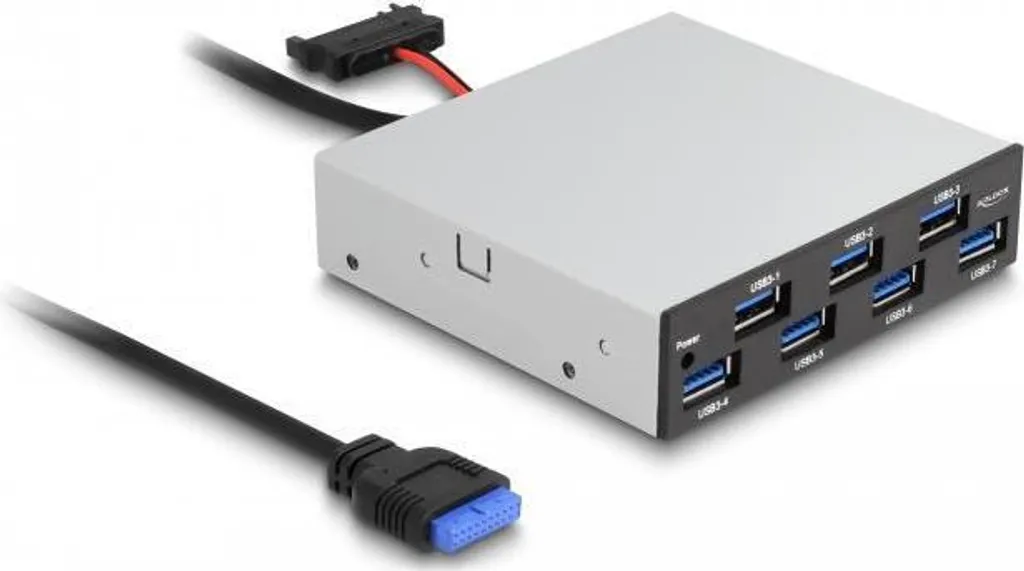 Panneau de Façade 7 Ports USB 5 Gbps DELOCK en Métal pour Baie 3.5
