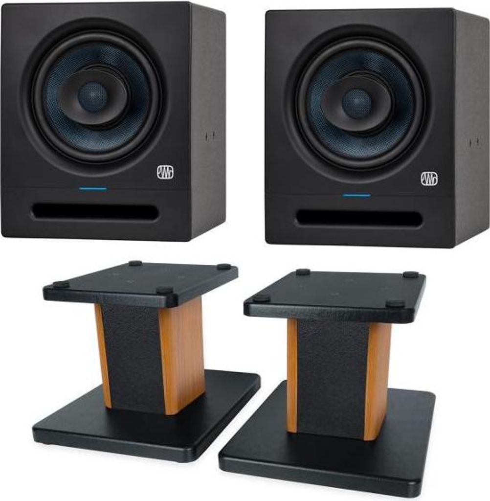 Presonus Studio-Monitor Eris Pro 8 1 Paar mit Boxenständer Palisander