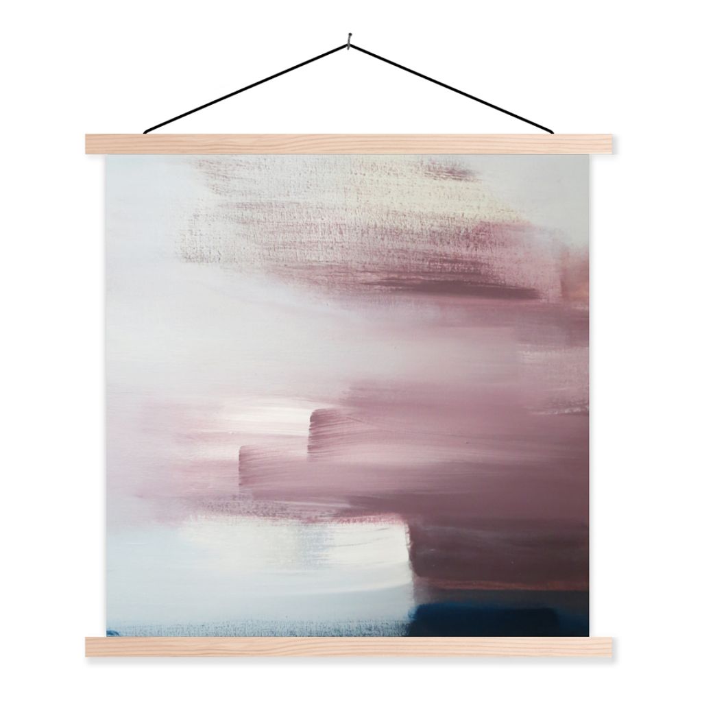 MuchoWow Textilposter Malerei - Ölgemälde - Abstrakt 120x120 cm mit holzfarbenen Rahmen - Textil-Poster