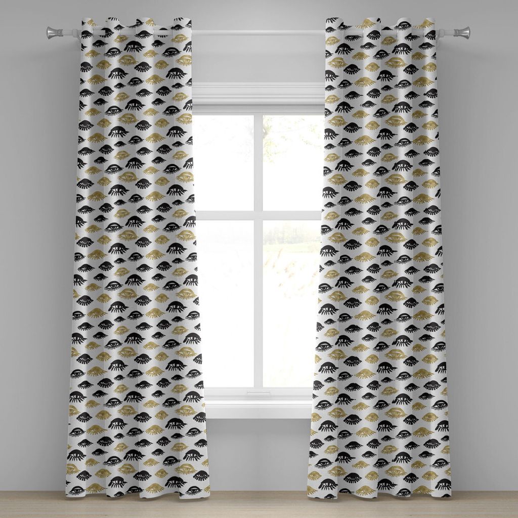 ABAKUHAUS trippy Ösenvorhang, Frauen Augen Wimpern Mode Fashion Schönheit Feminin Wiederholendes Muster, Dekorative 2-Panel-Fenstervorhänge, 280...