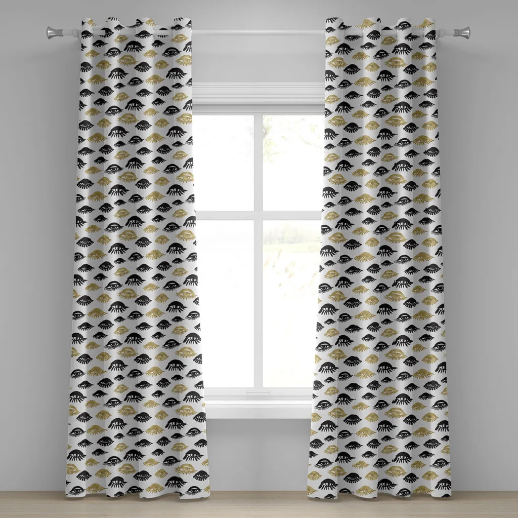 Paire de rideaux décoratifs à motifs cils mode pour salon et chambre