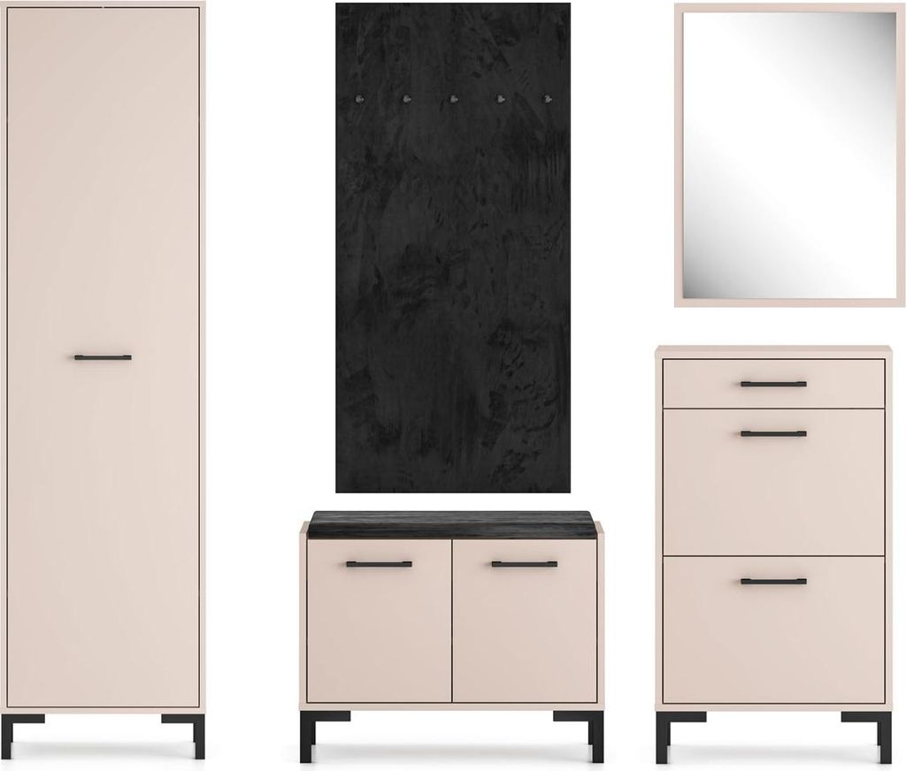 Garderoben-Set Oiven Flurgarderobe Cashmere schwarz Ausführung wählbar