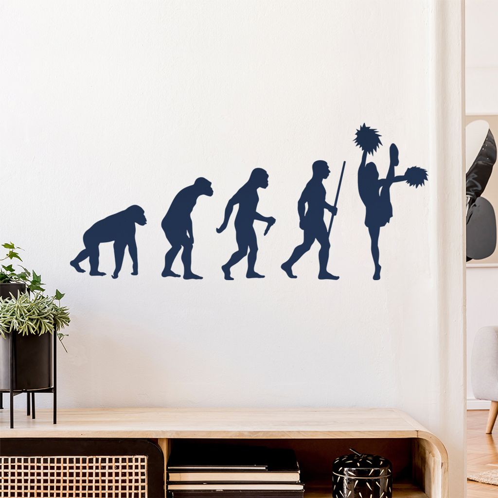 Cheerleader Evolution Wandtattoo Wandaufkleber Wall Sticker - Dekoration, Küche, Wohnzimmer, Schlafzimmer, Badezimmer