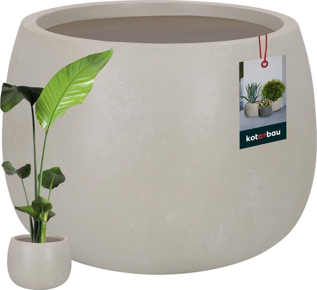 KOTARBAU Pflanzkübel Blumenkübel Beige Fiberclay Ecolite Höhe 31cm 47cm Blumentopf für draußen & drinnen hohe Pflanzkübel outdoor&indoor...