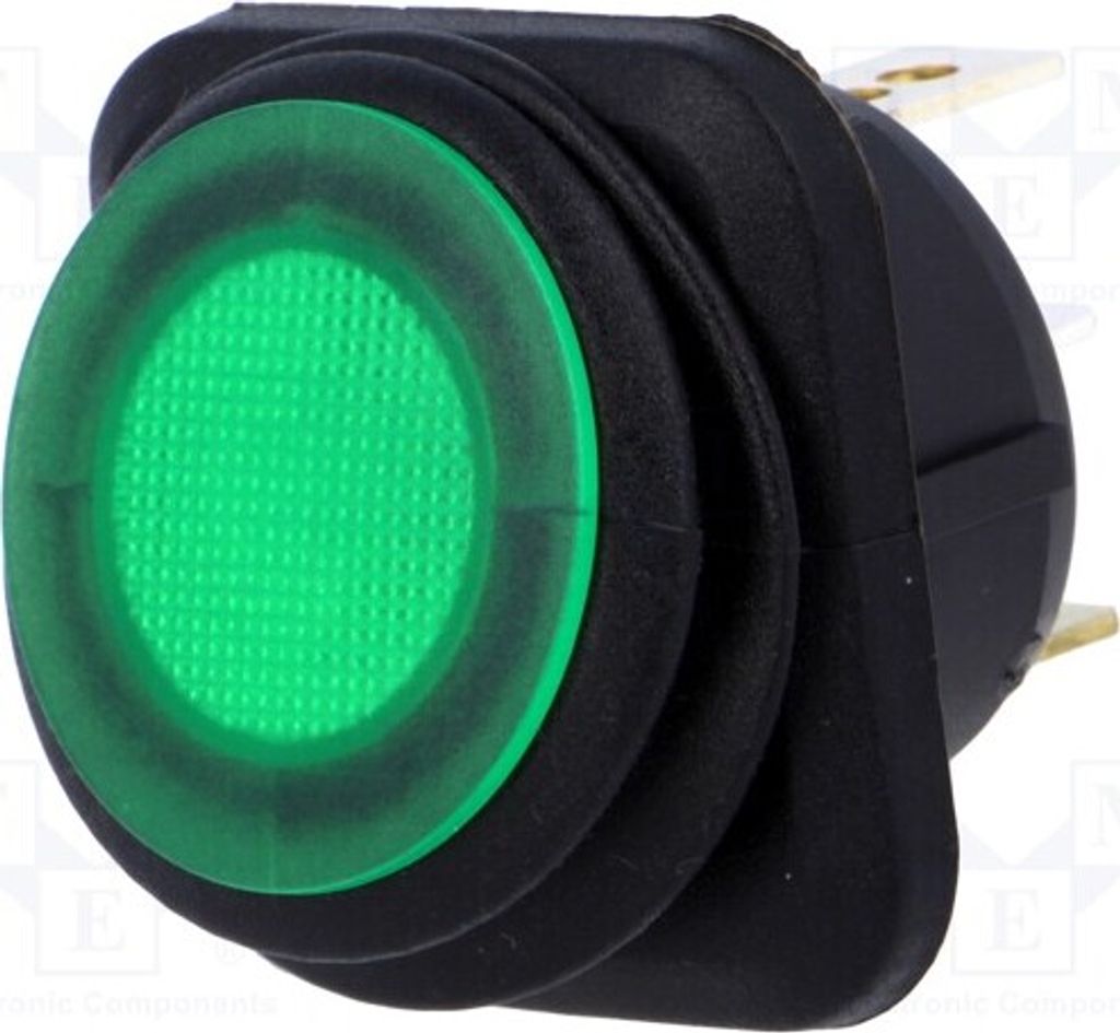 1x OFF-ON LED R13-203B84-01-BGGN5 Wippsc 10A/250VAC grün 25A/12VDC Pos: 2 IP65