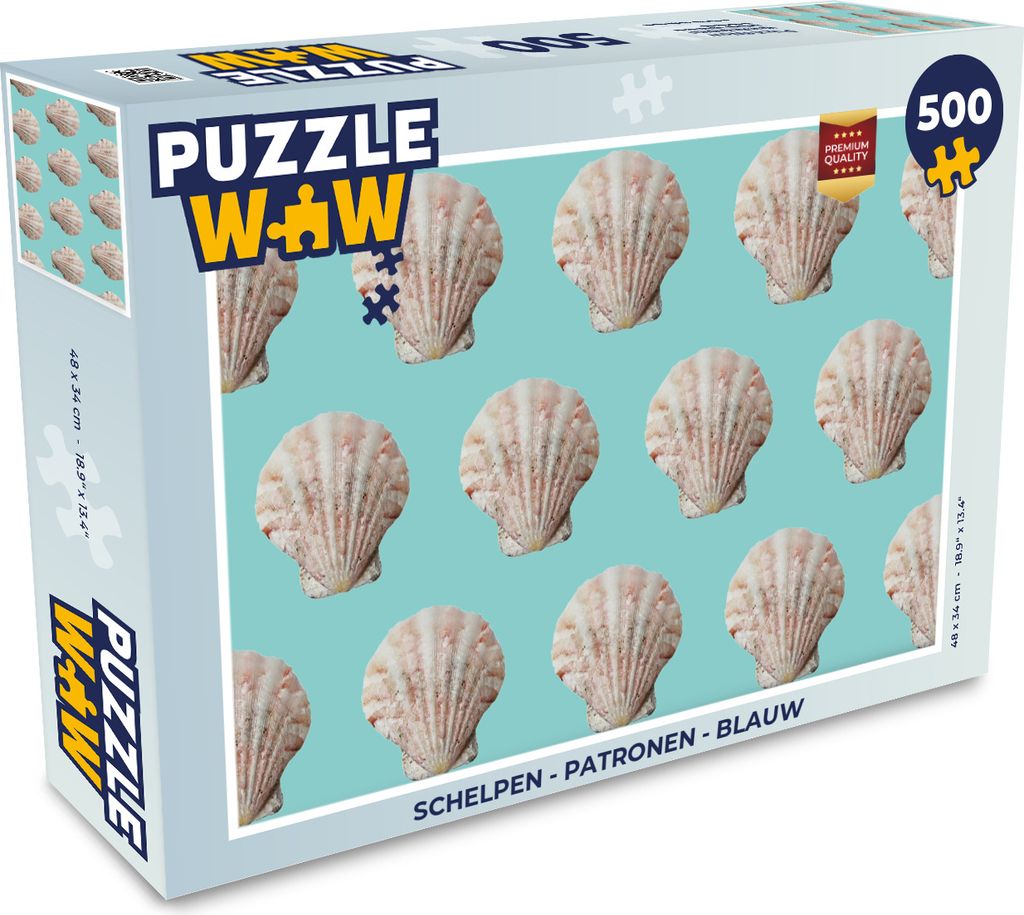MuchoWow Puzzle 500 Teile Muscheln - Muster - Blau - 500 Teile - Kinder - Selberbauen - Puzzlespiele