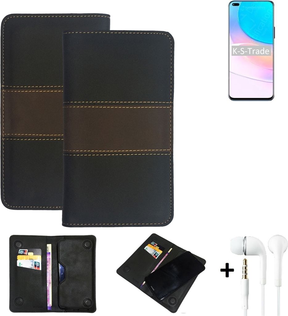 K-S-Trade Handyhülle + Kopfhörer kompatibel mit Huawei nova 8i Schutzhülle Walletcase Bookstyle Tasche Schutz Case Hülle Wallet Cover Kunstleder