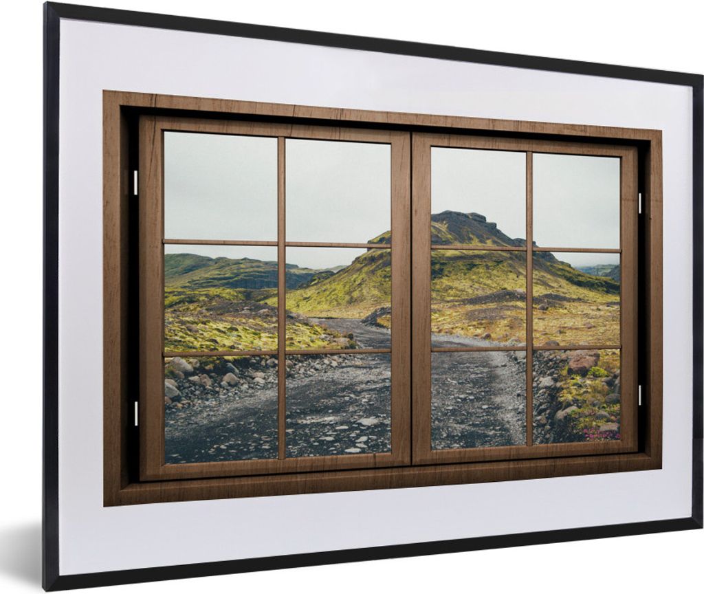 MuchoWow MuchoWow Gerahmtes Poster Aussicht - Berg - Steine 60x40 cm - Poster mit zchwarzem Bilderrahmen - Schlafzimmer - Plakat in Rahmen - Dr...