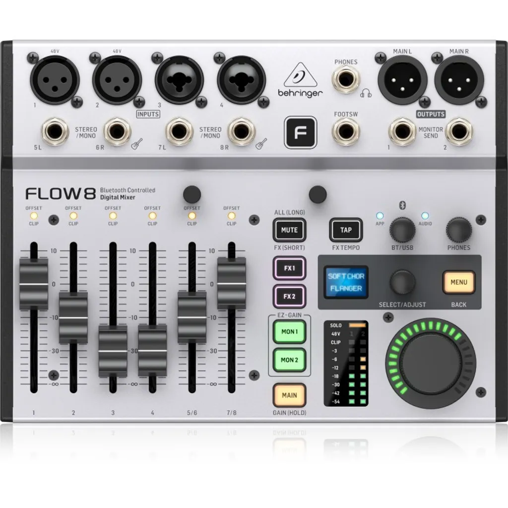 Mixeur Numérique Behringer FLOW 8 Bluetooth avec Préamplis Midas 60mm - 8