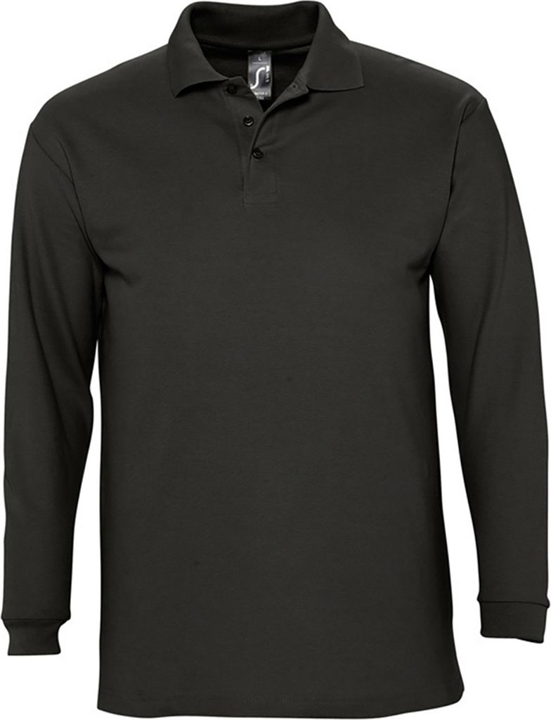 SOLS Herren Winter II Pique Langarm-Shirt / Polo-Shirt, Langarm PC329 (L) (Schwarz)