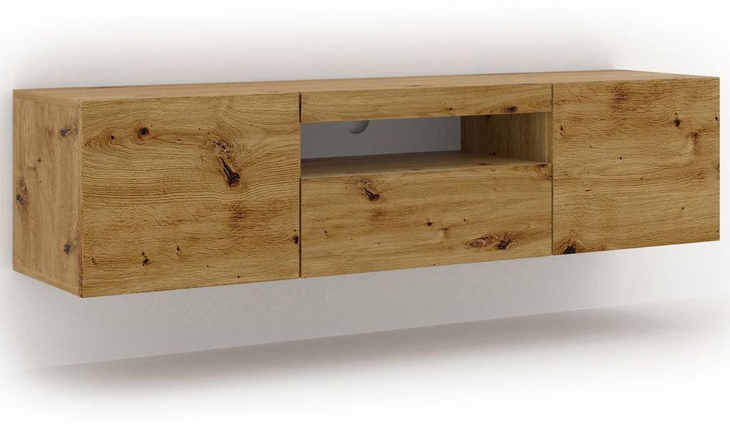 Meuble TV bas Aura 150 cm, à suspendre ou à poser, Image du produit 