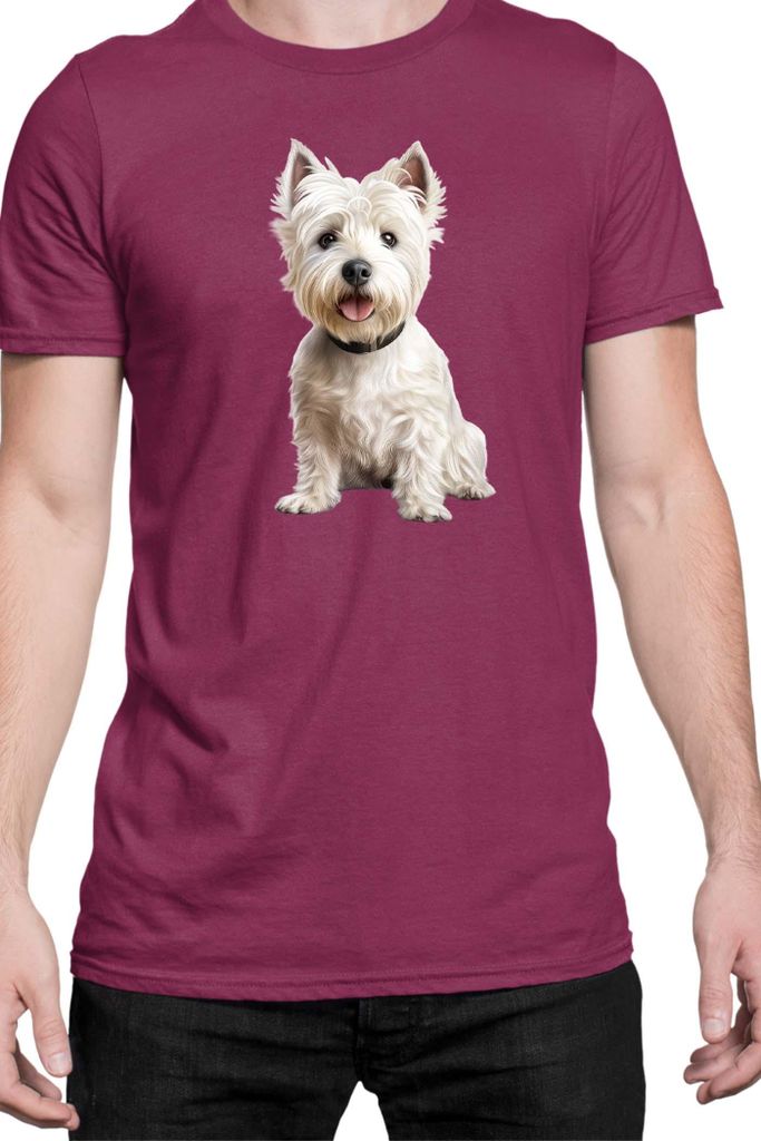 Herren T-Shirt Dogs Breeds West Highland White Terrier Dog Breed 006, Man S / Burgundy