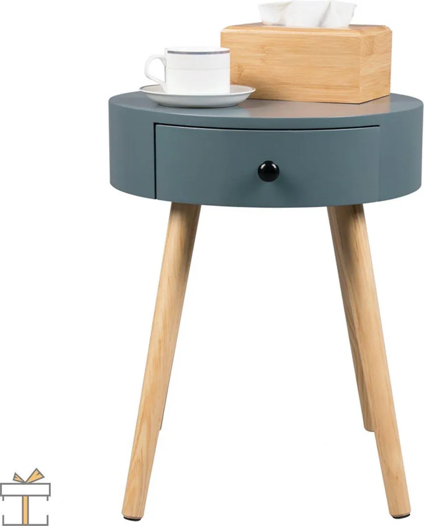 Table de chevet stable et durable en bois massif Bolt Edge Grise - 4