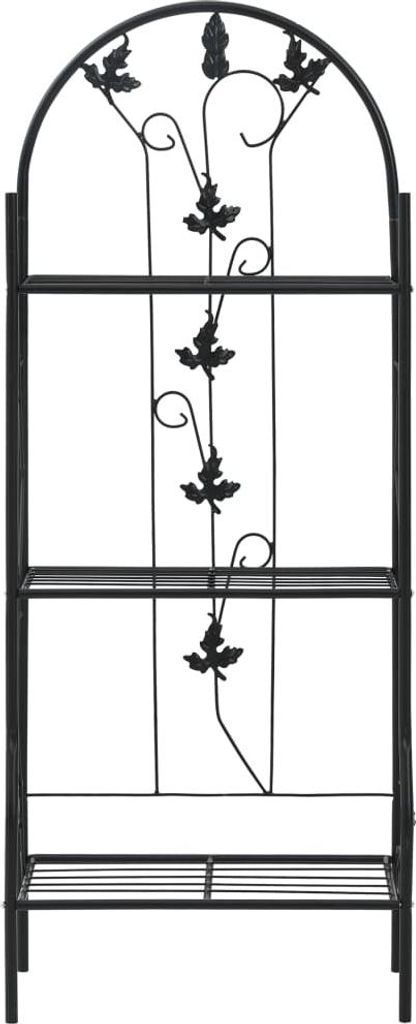 vidaXL třípatrový regál na rostliny černý 52 x 28 x 128 cm Obrázek produktu 