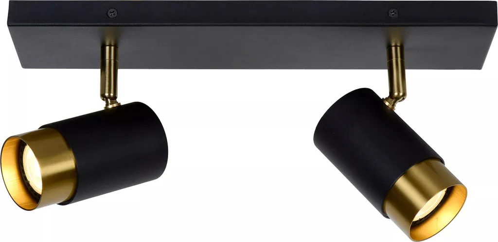 Spot de plafond orientable 2 lumières Floris noir et doré pour salon
