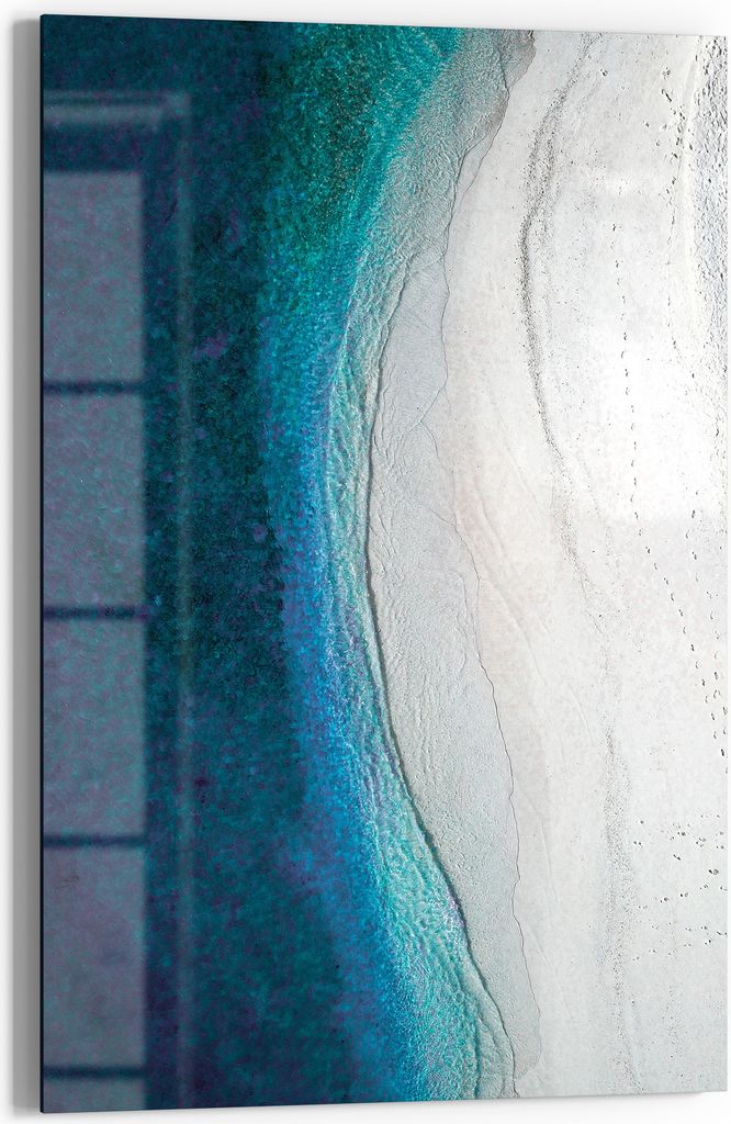 DEQOART Glasbild Echtglas 60x90 cm 'Türkisblaue Küstenidylle' Wandbild Bild modern Deko