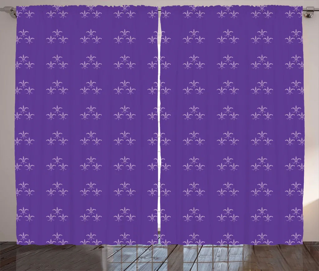 ABAKUHAUS Carnaval Rideau Fleur-de-Lis Violet à Fronces 280 x 225 cm