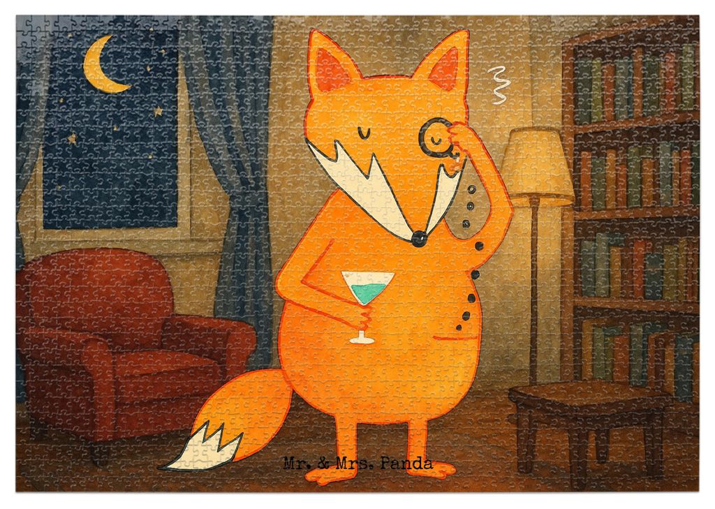 Mr. & Mrs. Panda Puzzle Fuchs Lord Design 1500 Teile - Weiß - Geschenk, Schick, Füchse, Monokel, Spruch Lustig, 1000, Cocktail, Puzzlespiel, 2000...