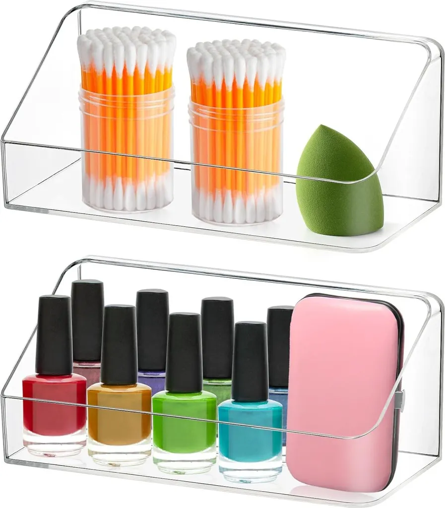 Rangement Salle de Bain Mural Amovible pour Maquillage et Soins Lot de 2 Unités