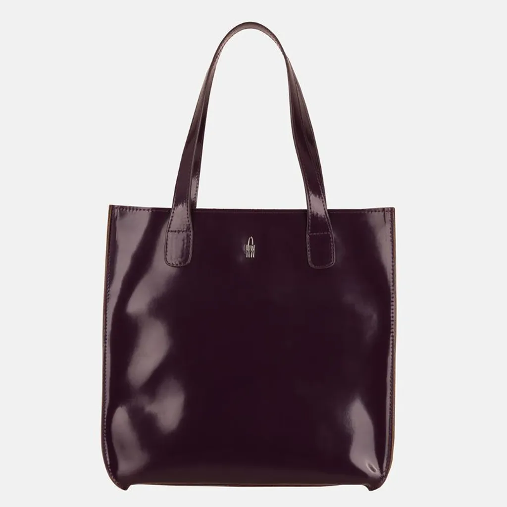 Petit sac à main violet en cuir véritable verni pour femme élégante