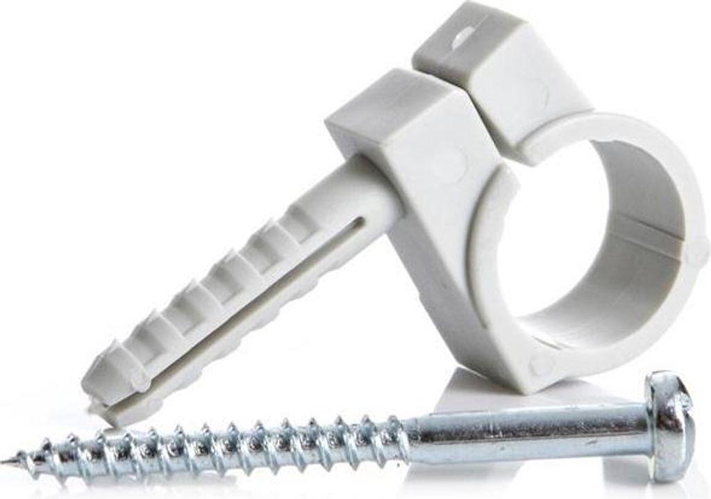 2 Rohrschellen Einfach 20mm mit Dübel und Schraube Rohrbefestigung Rohrhalter